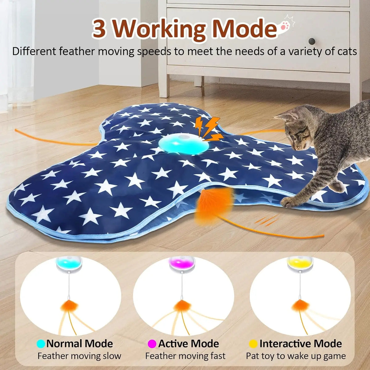 Interactive Cat Toys Rechargeable Moving Concealed Feathers Real Mouse Squeaky Touch Activated Cat Kitten Toy Cat Exercise Toys