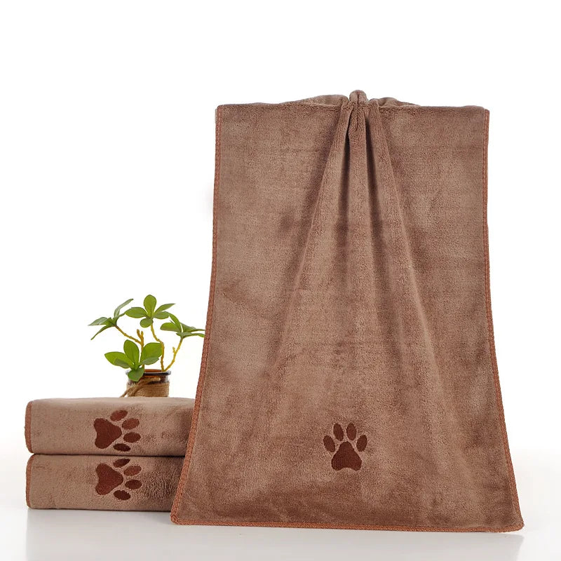 Microfiber Quick-drying Dog Claw Pet Bath Towel Embroidered Super Soft Absorbent Cat for Dogs Grooming Supplies