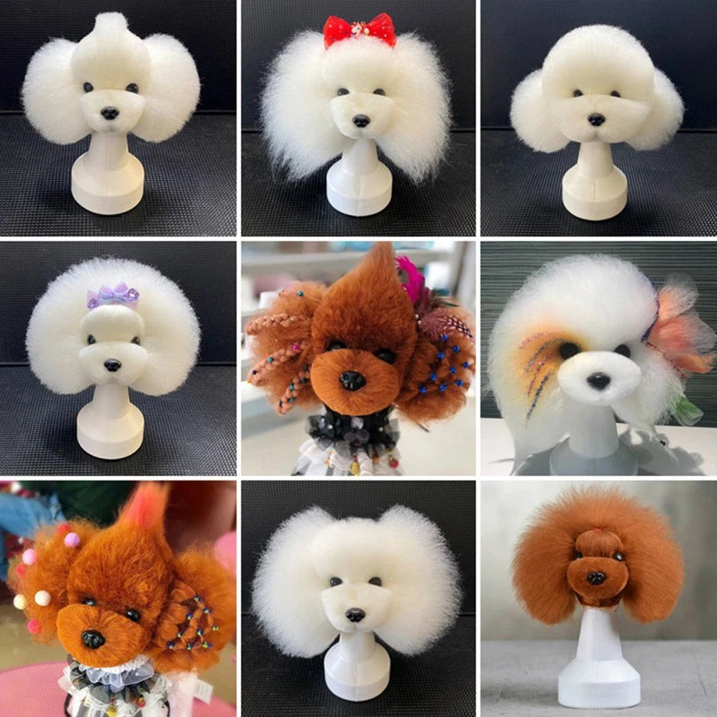 Fake Dog Head Model Pet Grooming Teddy Pet Simulated Head Practice Hair Beautician Practice And Pet Styling Wig Student Study