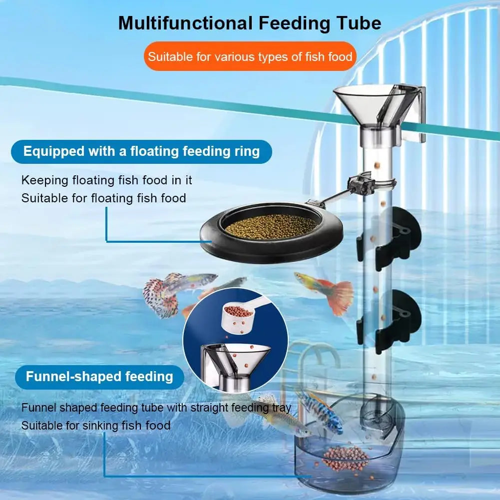 Fish Shrimp Feeding Dish Set Fish Feeder Tube Kit with Feeding Ring Suction Cups Adjustable Tubes Feeding Aquarium Supplies