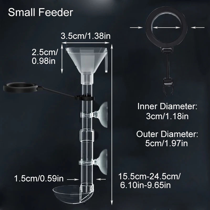 Acrylic Aquarium Fish Feeder Transparent Tube Telescopic Multifunctional  Fish Tank Food Dispenser with Feeding Ring