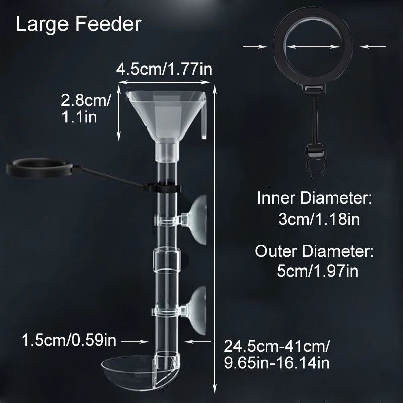 Acrylic Aquarium Fish Feeder Transparent Tube Telescopic Multifunctional  Fish Tank Food Dispenser with Feeding Ring