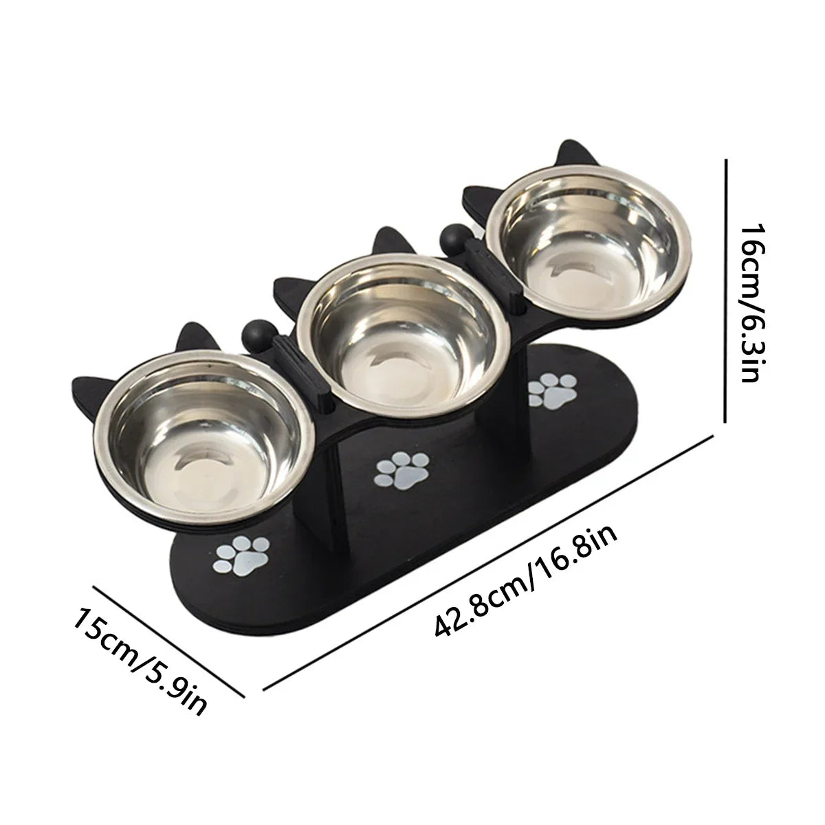 Elevated Cat Dog Bowls 15 degrees Tilted Raised Cat Food Water Bowls Pet Bowls for Cats & Small Dog Wooden Dog Bowl Pet Supplies