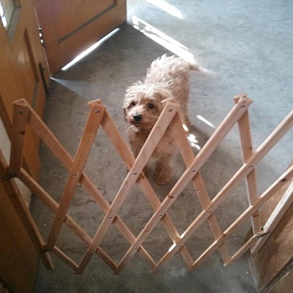 Retractable Pet Gate Dog Sliding Door Wood Adjustable Indoor Dog Gate Doorway Stairs Pet Puppy Safety Fence for Home Bedroom